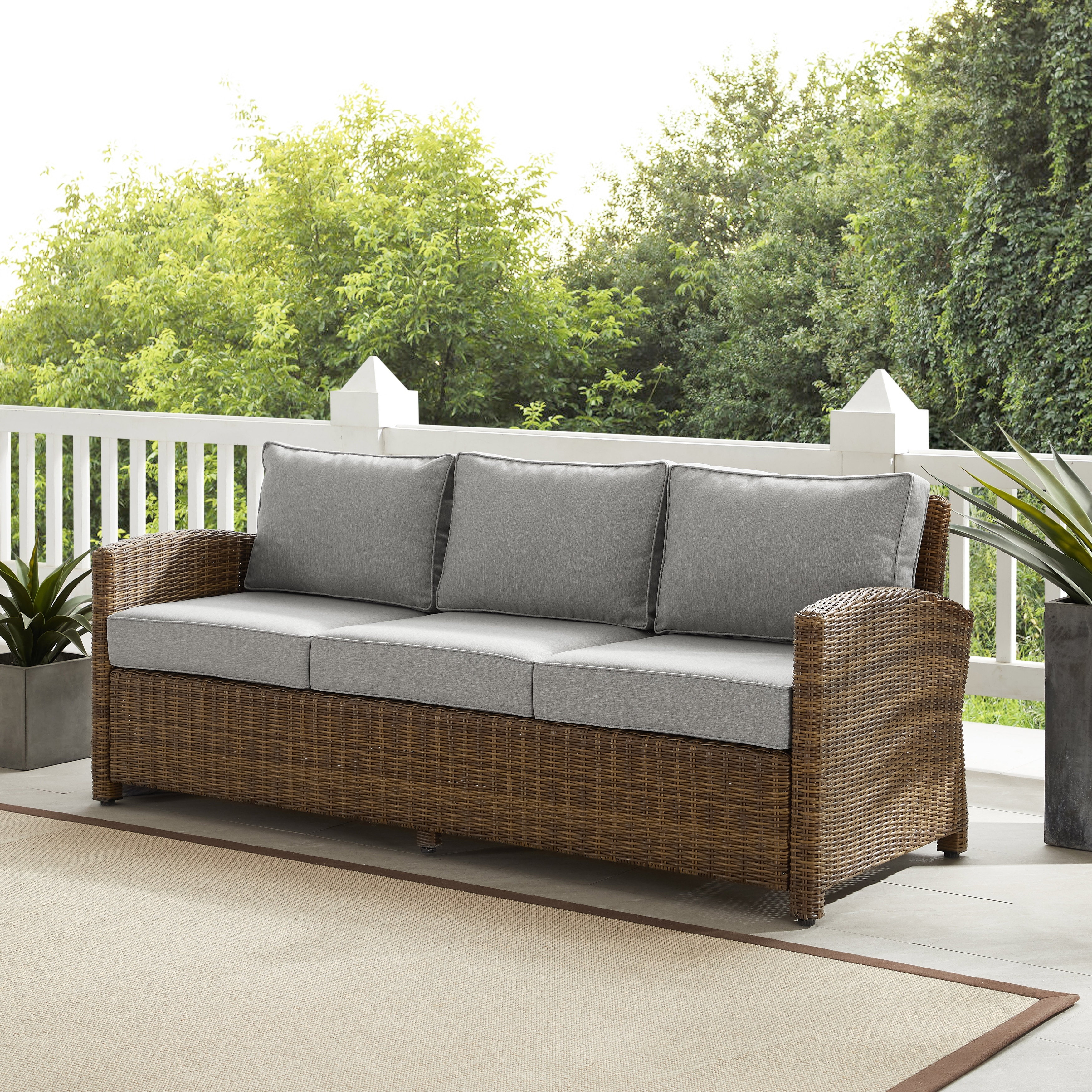 Crosley Bradenton Outdoor Wicker Sofa - 80.5 "W x 31.75 "D x 32.5 "H