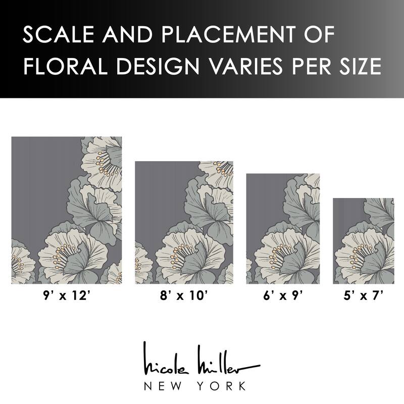NICOLE MILLER NEW YORK Flora Grandeur Bloom Handcrafted Wool Area Rug