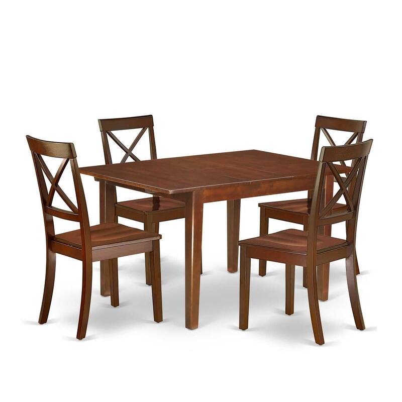 Coastal Dining Set 5Pc Rectangle Table w/ Leaf & 4 Chairs - 42/54 Inch