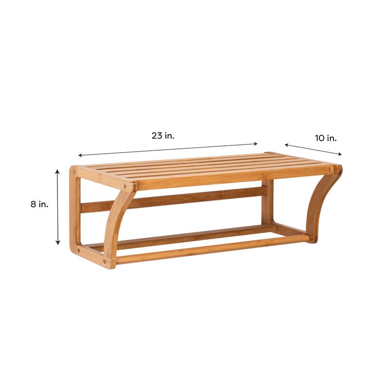 Organize It All Bamboo Wall Mounted Shelf with Towel Bar - 23.5x10x8