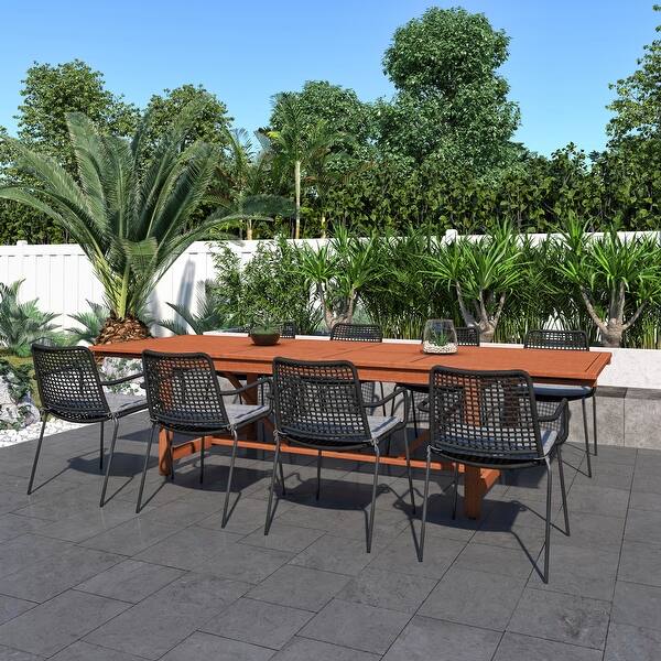 Amazonia Eucalyptus 9 Piece Patio Dining Set With Cushions 9 Piece