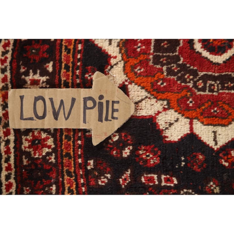 Tribal Red Qashqai Persian Vintage Runner Rug Hand-knotted Wool Carpet - 3'7"x 9'9"