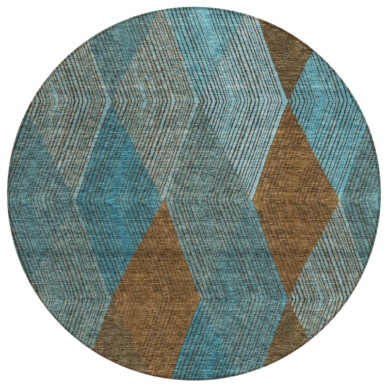 Machine Washable Indoor/ Outdoor Diamond Stripes Chantille Rug