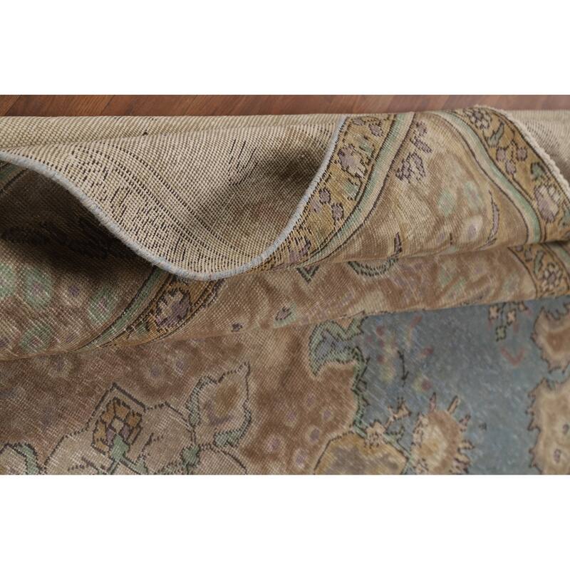 Blue Tabriz Persian Rug Handmade Traditional Wool Carpet - 6'4"x 9'10"
