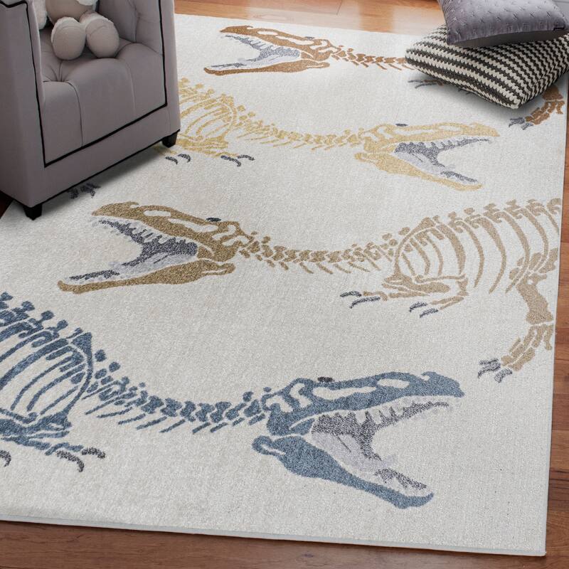JONATHAN Y Duenas T-Rex Modern Kids Machine-Washable Area Rug