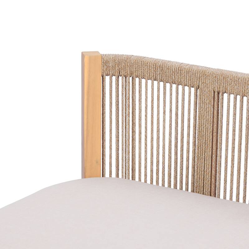 Christopher Knight Home - Outdoor 5-Piece Wooden & Rope Woven Patio Conversation Set with Cushions and Coffee Table