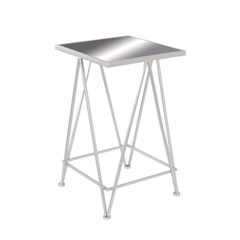 Gold, Silver or Black Metal Contemporary Accent Table with Mirrored Glass Top (Set of 2) - 15 x 15 x 25