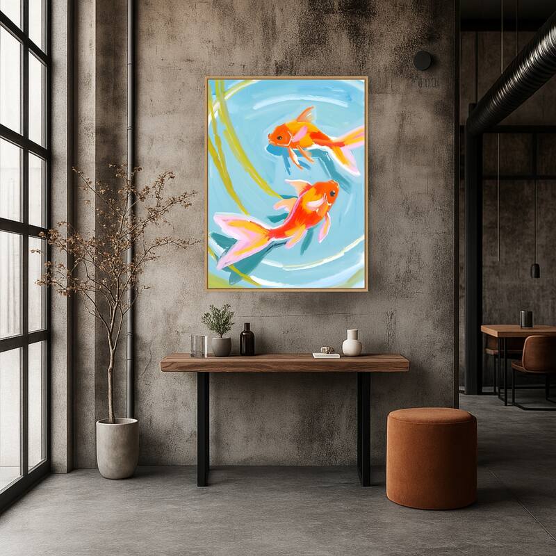 Golden Pond Dance by Ohkimiko Framed Canvas Wall Art Print