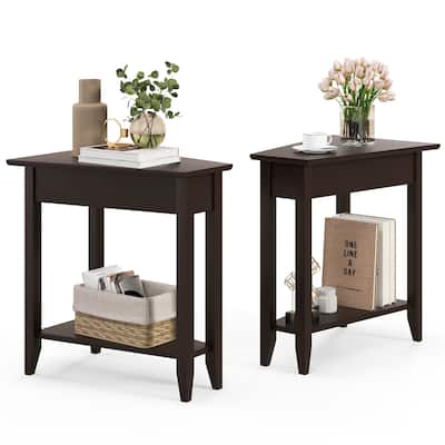 Gymax 2 PCS 2-Tier End Table Irregular Narrow Sofa Side Nightstand w/