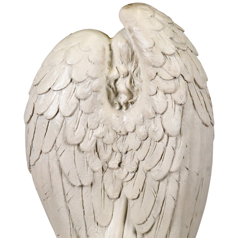 Standing Angel with Wings Outdoor Garden Statue - 16.5"