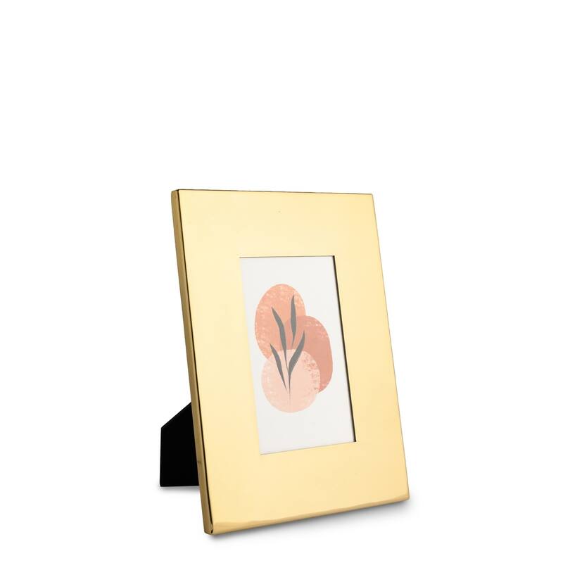 Stainless Steel Wide Rectangular Picture Frame - for 4" x 6" Photo - Gold