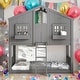 preview thumbnail 2 of 8, Modern Twin over Twin Bunk Bed With Roof ,Window,Window Box,Door,Guardrails And Ladder for Bedroom