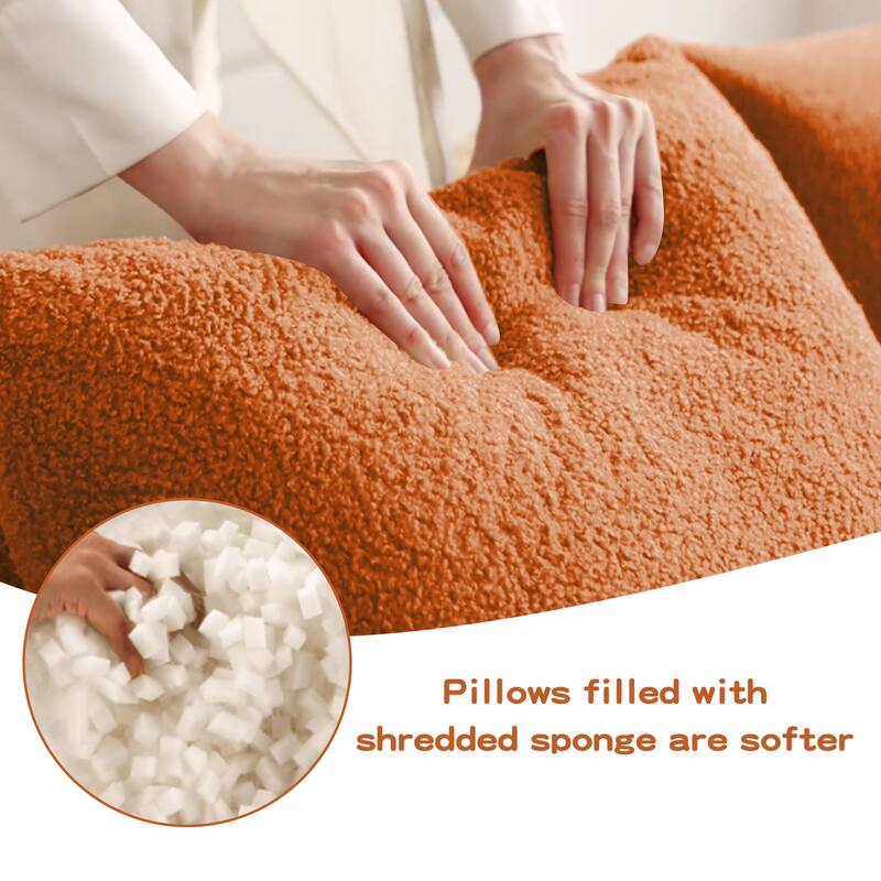 Anmytek Modern Plush U-Shaped Chaise Sofa - Soft Teddy Fabric