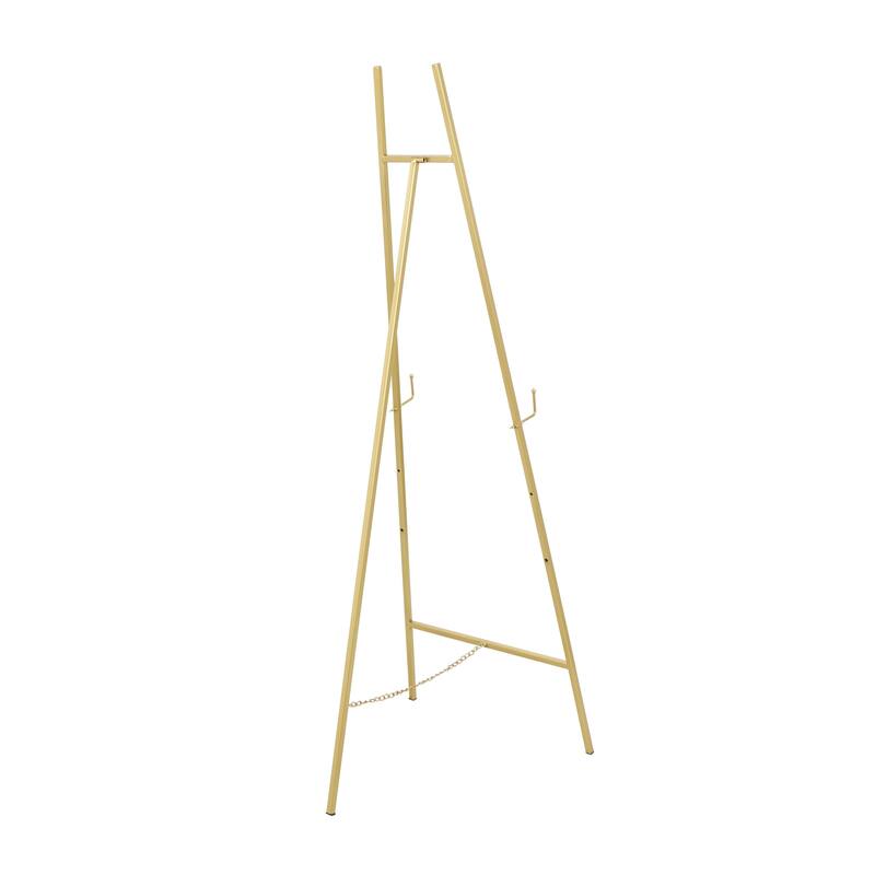 Metal Geometric Tall Adjustable 3 Tier Display Easel with Chain Support - Black or Gold - Roche River Decor