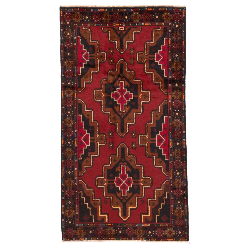 ECARPETGALLERY Hand-knotted Teimani Red Wool Rug - 3'7 x 6'7