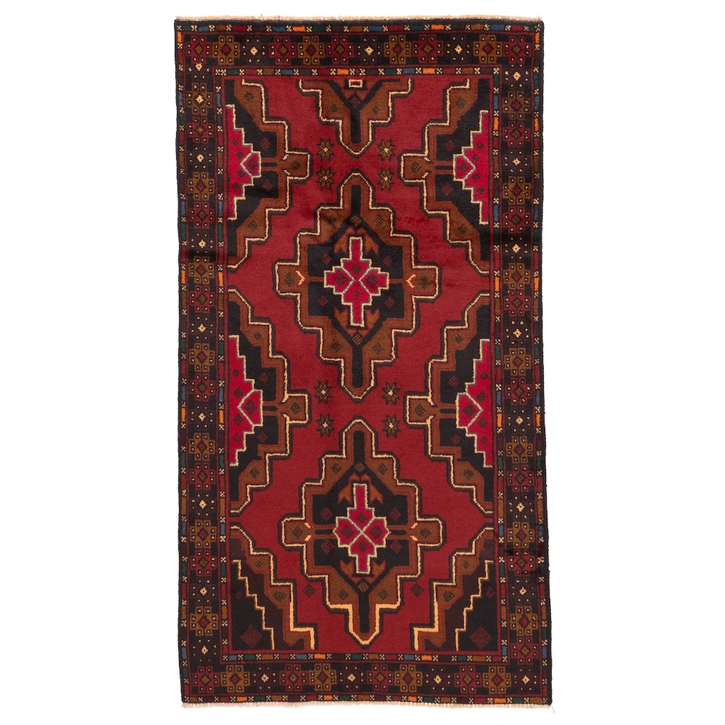 ECARPETGALLERY Hand-knotted Teimani Red Wool Rug - 3'7 x 6'7