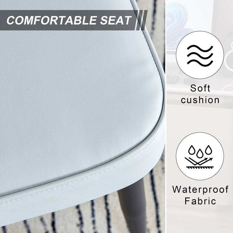 Modern/Minimalist Style PU Leather Dining Chairs Set of 2 with Black Metal Legs