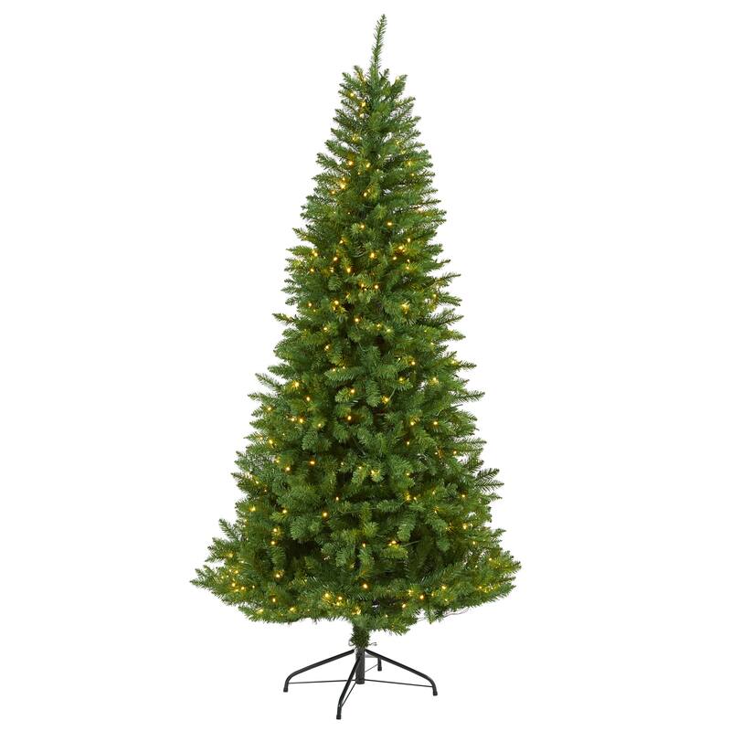 6.5’ Pre-Lit Green Valley Fir Artificial Christmas Tree, Warm Clear LED Lights - 6.5 Foot