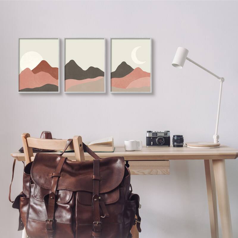Stupell Sun and Crescent Moon Desert Canyon Mountain Landscape 3pc Multi Piece Framed Wall Art Set