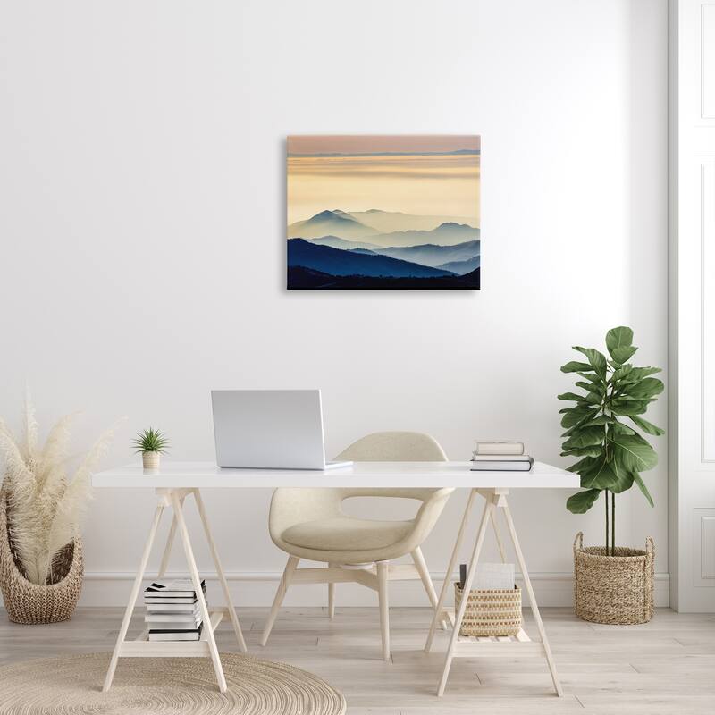 Stupell Layered Foggy Sunrise Mountain Peaks Radiant Glow Canvas Wall Art, Design by Jeff Poe Photography