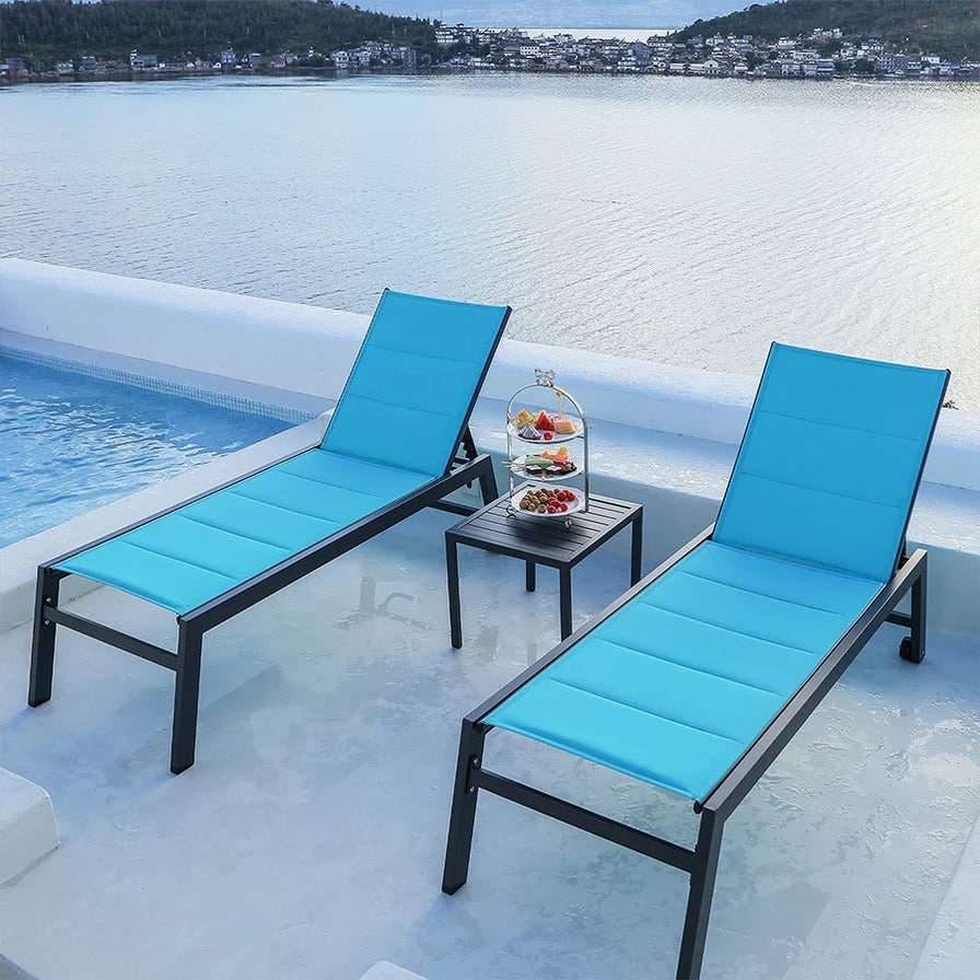 Chaise lounge sales with shade roof