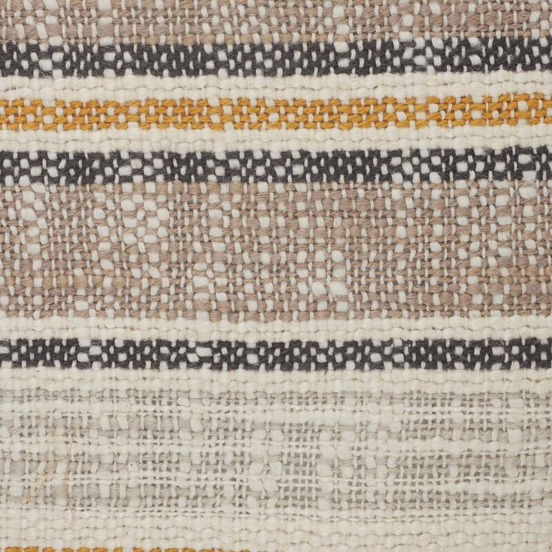 20" Taupe Brown and Yellow Striped Square Throw Pillow