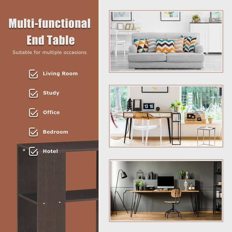 2-Tier Side End Table with Storage Shelves - 20.5" x 11.5" x 23.5" (L x W x H)