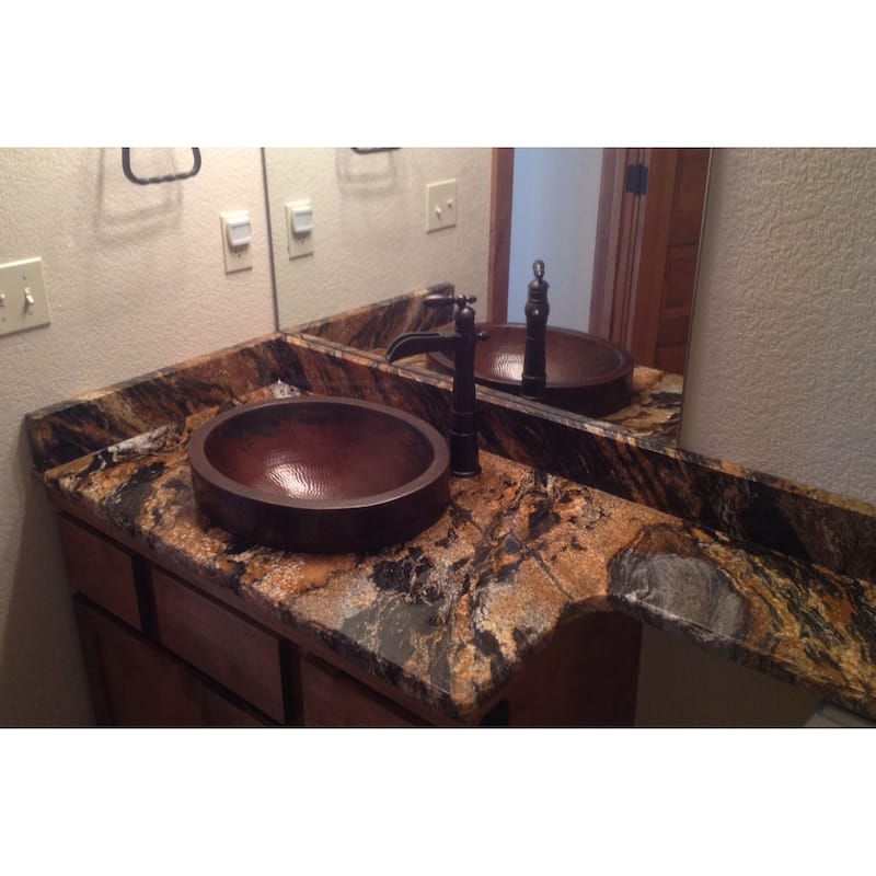 18-in Oval Skirted Vessel Hammered Copper Sink (VO18SKDB)