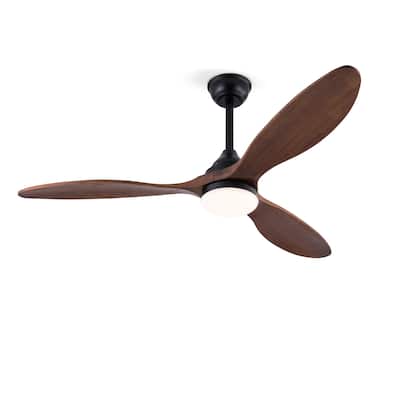 52 Inch Ceiling Fans With Lights, Dimmable LED, 3 Solid Wood Blades, Ceiling Fan with Remote Control Reversible DC Motor