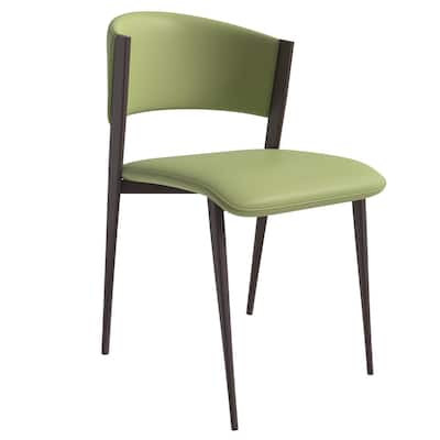 Aspen Dining Chair with Leather Seat in Black Metal by LeisureMod
