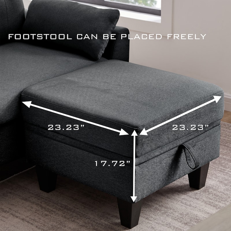 101" Sectional Sofa with Storage Ottoman