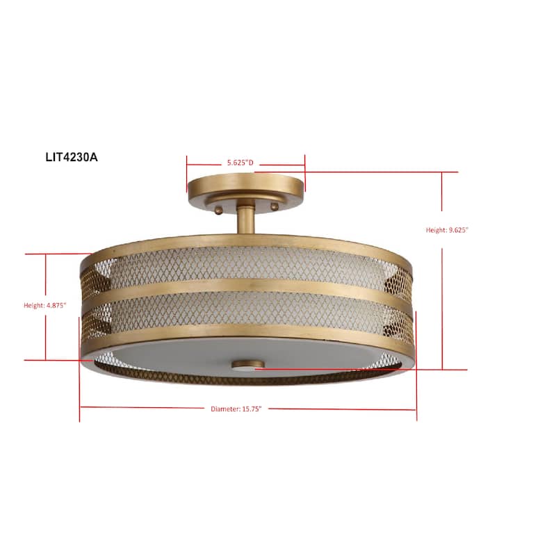 SAFAVIEH Lighting Latasha 3-Light Veil Gold Ceiling Light - 15.75"x15.75 x9.625 - 16Wx16Dx10H