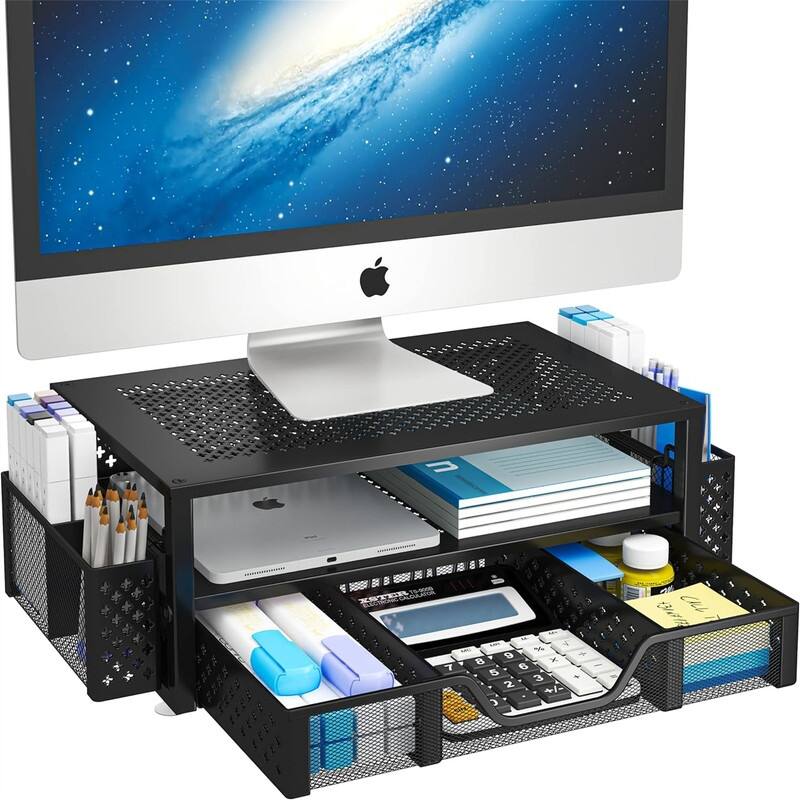 2 Tier Metal Monitor Stand - Black - Letter