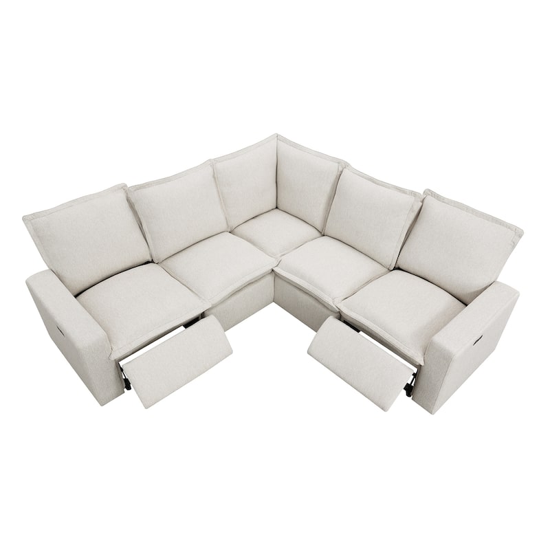 89.76" L-Shaped 5-Seater Sofa with Power Recliner