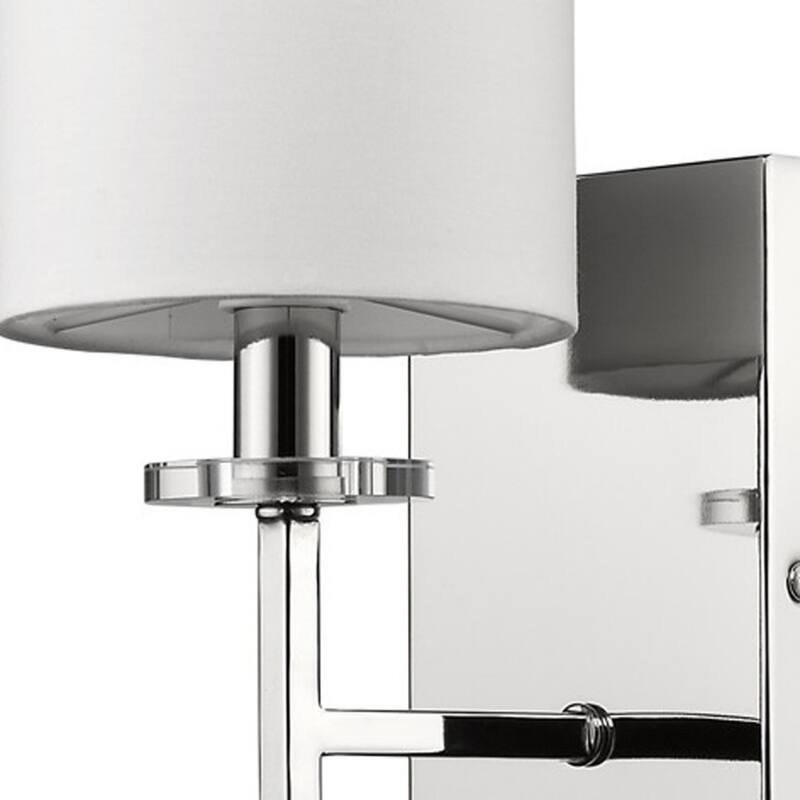 Metal Wall Sconce with White Linen Shade Dimmable LED - 6.5” x 4.75” x 11.75” (D x W x H)