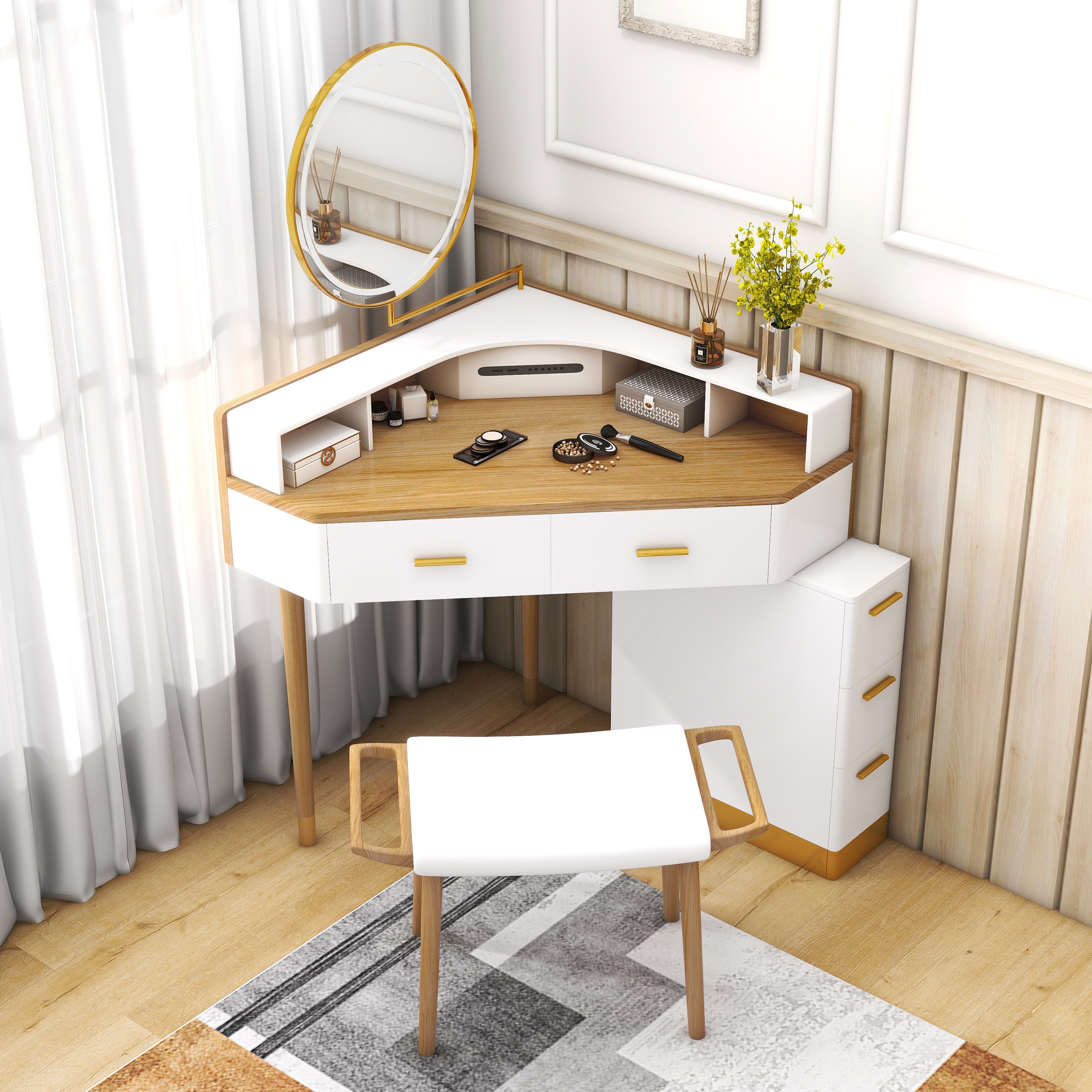 Corner vanity shop table