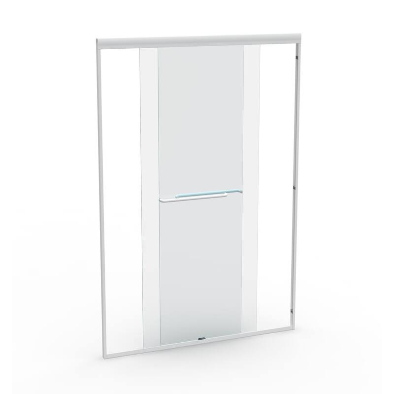 ABRUZZO 44-48" W x 72" H Semi-Frameless Double Sliding Tempered Glass Shower Door with Dual Towel Bars