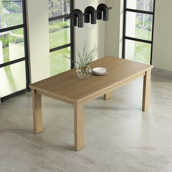 Rectangular Dining Table 75 Inch - Light Brown Finish with Seating for ...