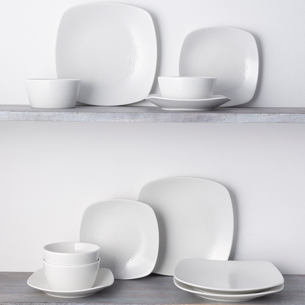 Noritake Colorscapes Swirl 12-Piece Square Dinnerware Set, Service For 4