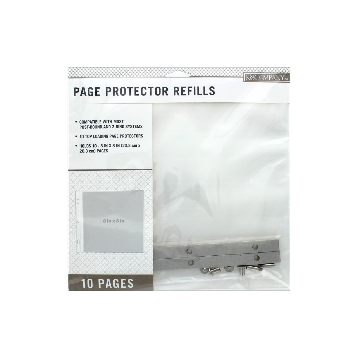 K Company Post Bound Page Protector Refills 12x12 10 Pkg W White Inserts