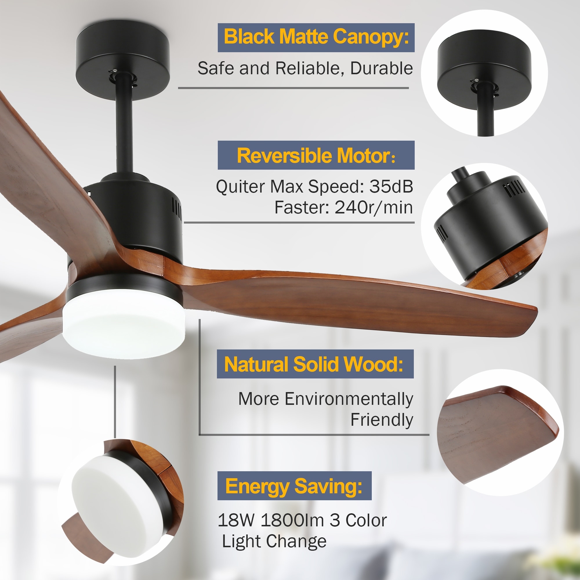 Oaks Aura 52 in. LED Solid Wood Indoor Japandi-Zen Ceiling