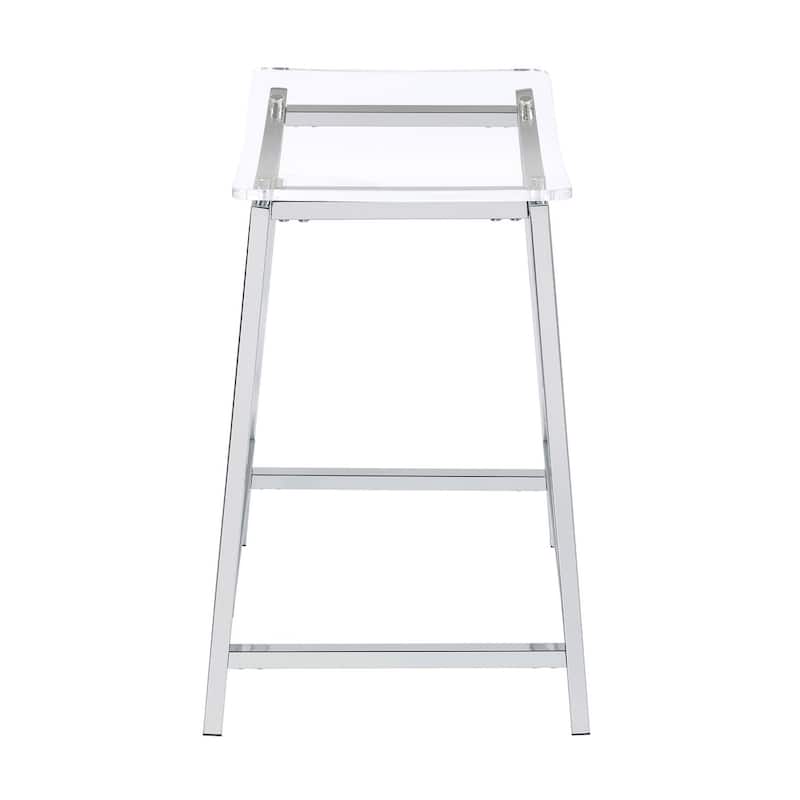 Clapper Clear and Chrome Stools (Set of 2)