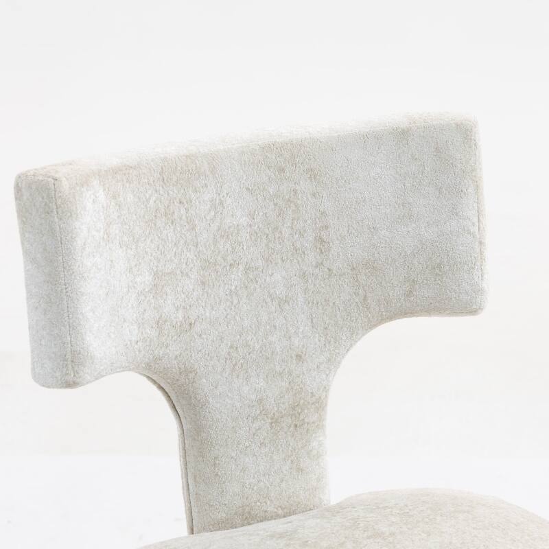 Linen Upholstered Dining Chairs Set of 2, Ergonomic Armless Side Chairs, Kitchen Chairs with Curved Back & Hardwood Frame