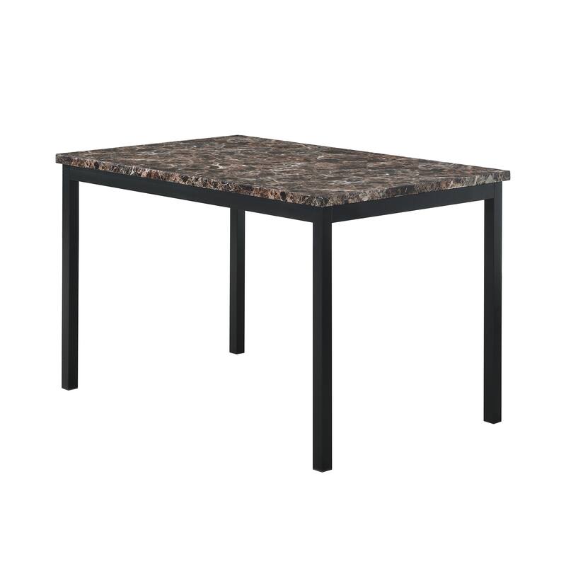 5-Piece Dining Table Set with Faux Marble Top and Upholstered PU Chairs, Modern Kitchen Table Set for 4