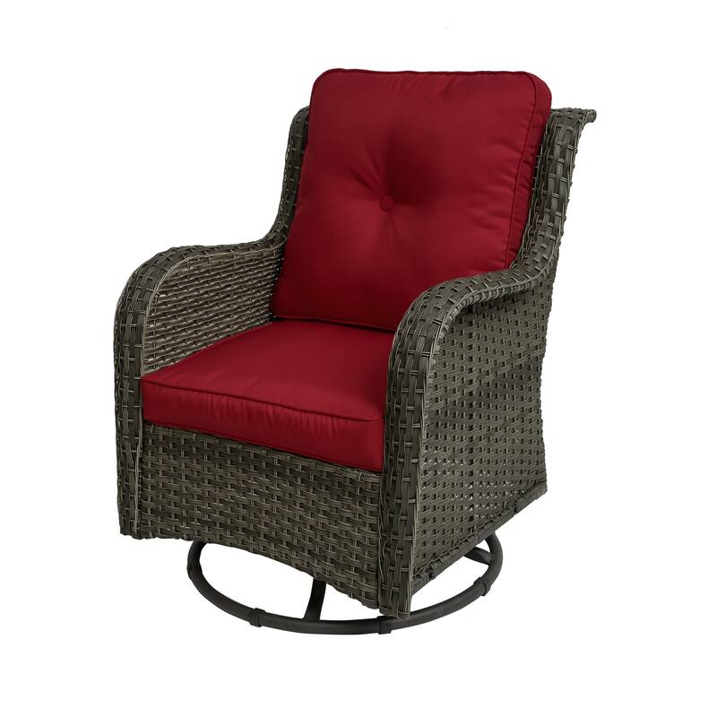 Outdoor Rattan Wicker Swivel Rocking Chair With Cushions