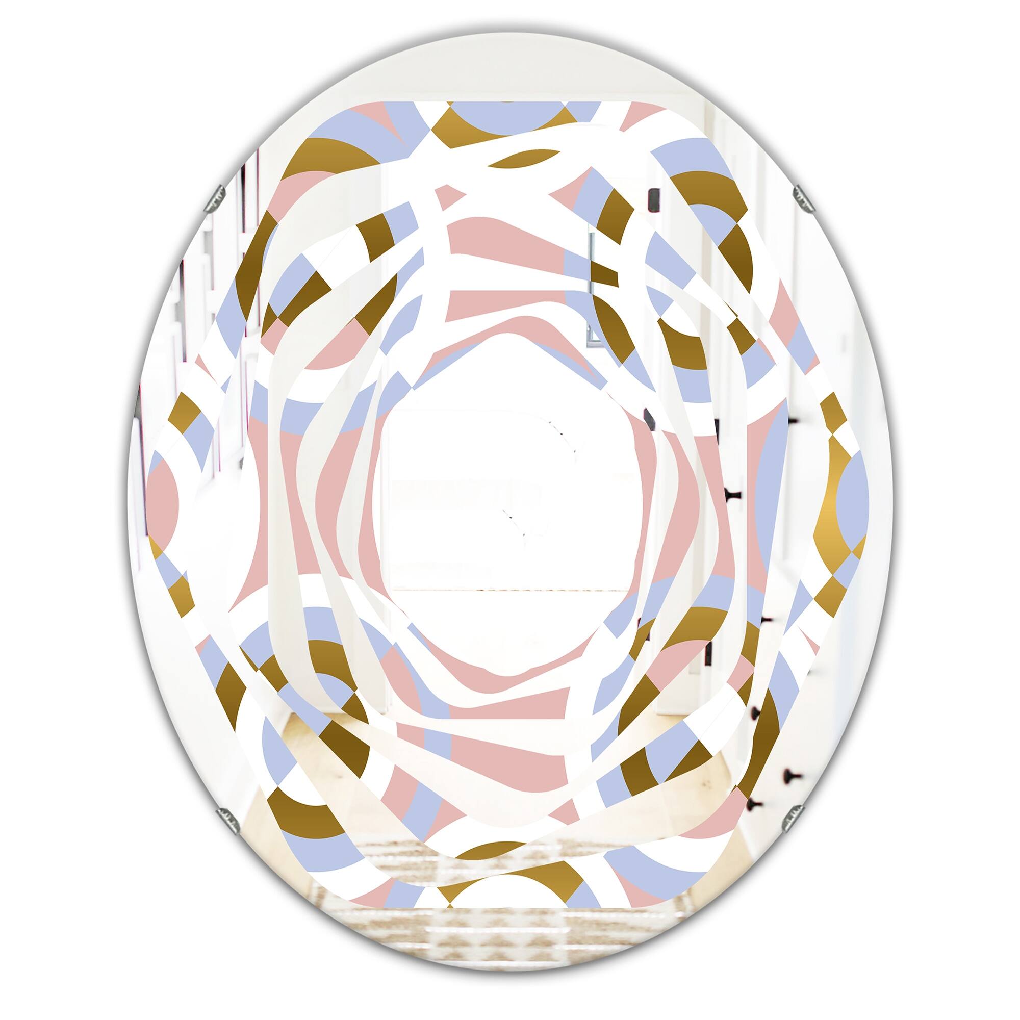 Designart 'Circular geometric shapes pattern' Printed Modern Round or ...