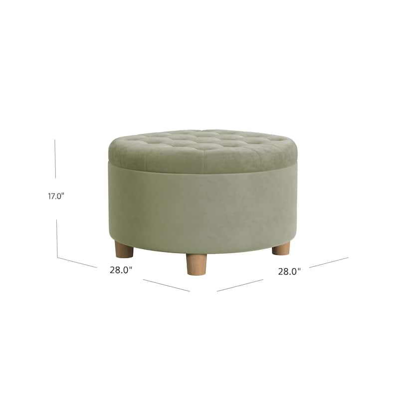HomePop Button Tufted Round Storage Ottoman
