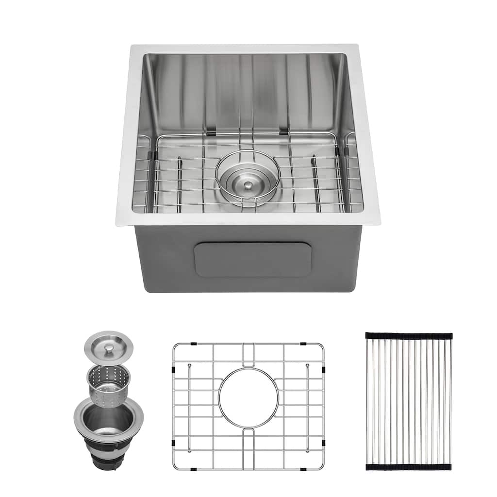 17 Inch Undermount Sink - 17"x19"x10" 16 Gauge Single Bowl Kitchen Sink 10 Inch Deep Bar/Prep Sink Basin
