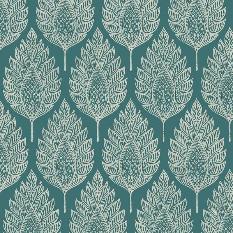 Graham & Brown Flame Leaf Teal Wallpaper