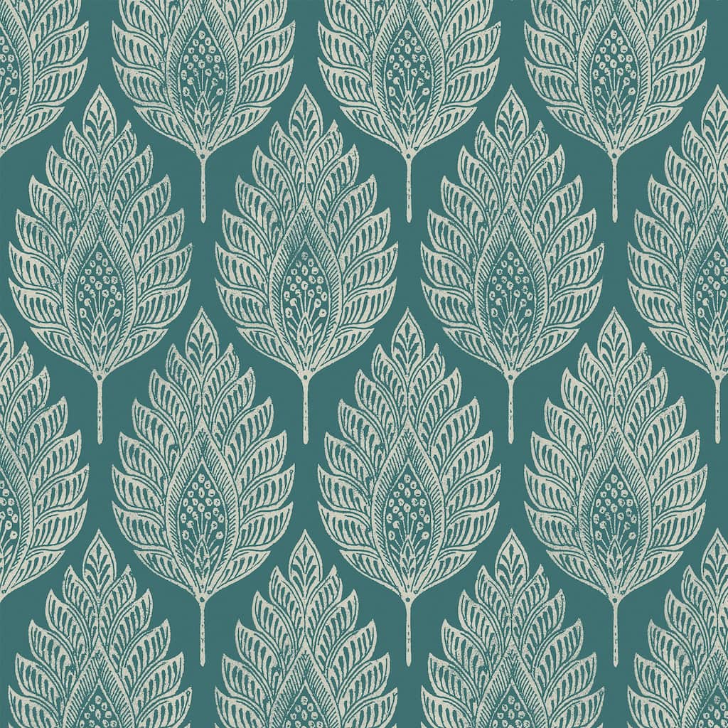 Graham & Brown Flame Leaf Teal Wallpaper